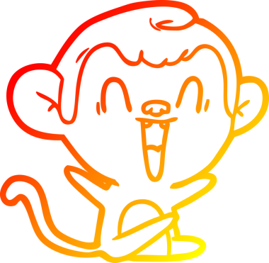 Bir insan tarafından çizilmiş gülen maymun çizgi çizimi.