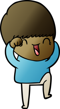 Bir insan tarafından çizilmiş mutlu çizgi film çocuğu.