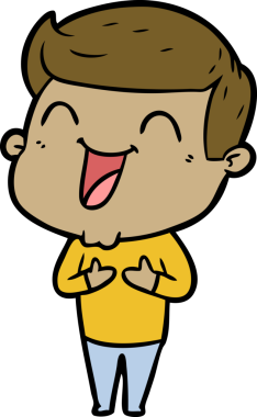 Bir insan tarafından çizilmiş gülen çizgi film adamı.