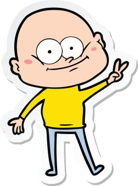 Bir insan tarafından çizilmiş kel bir adamın çıkartması.