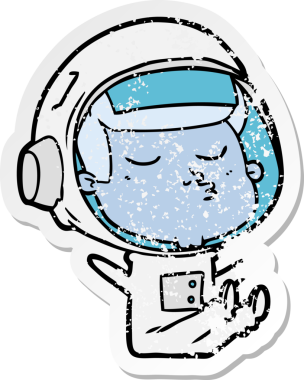 Bir insan tarafından çizilmiş kendinden emin bir astronotun sıkıntılı çıkartması.