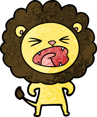 Bir insan tarafından çizilmiş kızgın aslan çizgi filmi.