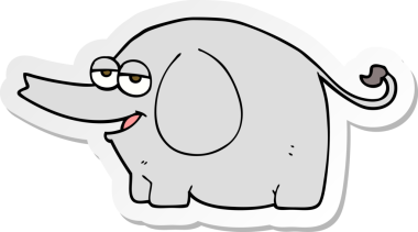 Bir insan tarafından çizilmiş su fışkırtan bir filin çıkartması.