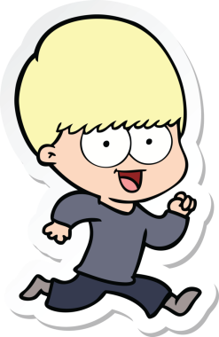 Bir insan tarafından çizilmiş mutlu bir çizgi film çocuğunun çıkartması.