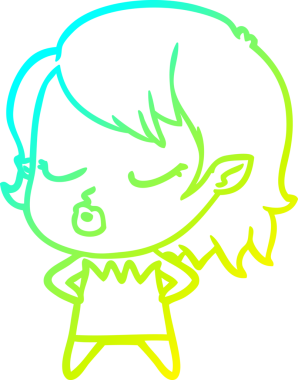 Soğuk gradyan çizgisi, bir insan tarafından çizilmiş şirin bir vampir kız çizgi filmi.