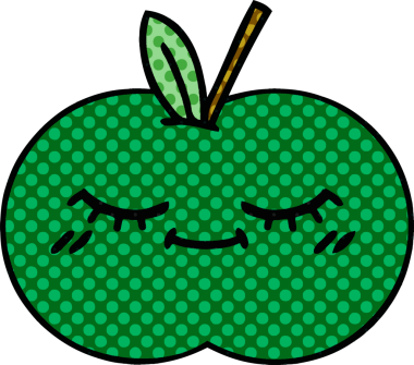 Bir insan tarafından çizilmiş sulu bir elmanın karikatürü.