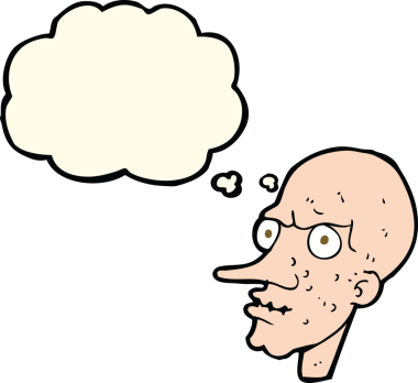 Düşünce baloncuğu insan tarafından çizilmiş kötü yaşlı adam çizgi filmi.