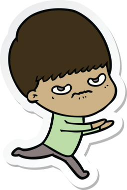 Bir insan tarafından çizilmiş kızgın bir çocuğun çıkartması.