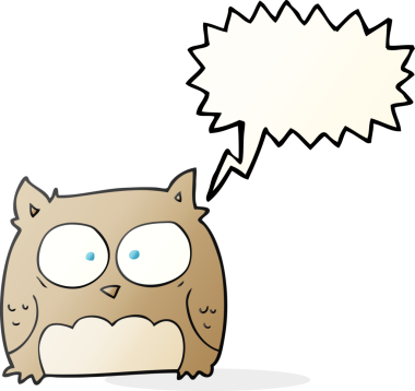 Bir insan tarafından çizilmiş serbest konuşma balonu karikatürü baykuşu