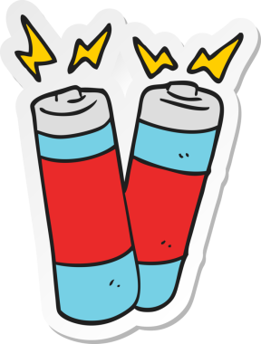 Bir insan tarafından çizilmiş karikatür pil etiketi.