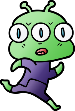 Bir insan tarafından çizilmiş üç gözlü uzaylı çizgi filmi.