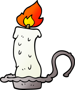 Bir insan tarafından çizilmiş karalama yanan mum.