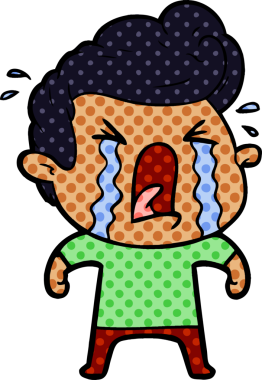 Bir insan tarafından çizilmiş ağlayan bir karikatür.