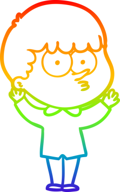 Gökkuşağı gradyanı çizimi Bir insan tarafından çizilmiş meraklı bir çocuk