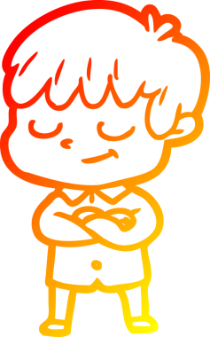 Bir insan tarafından çizilen mutlu bir çocuğun sıcak çizgi çizimi.