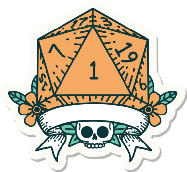 Bir insan tarafından çizilmiş doğal bir d20 zar etiketi.