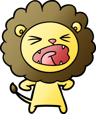 Bir insan tarafından çizilmiş kızgın aslan çizgi filmi.