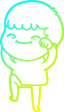 Bir çizgi film karakteri çizen soğuk çizgi bir insan tarafından çizilmiş mutlu çocuk.