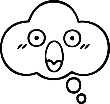 Bir insan tarafından çizilmiş bir düşünce baloncuğunun çizgi çizimi