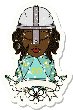 Retro Dövme Tarzı İnsan Savaşçısı Doğal 20 rulo ile Bir insan tarafından çizilmiş