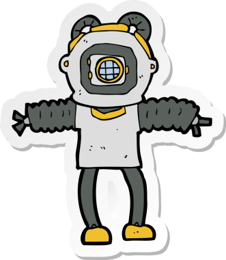 Bir insan tarafından çizilmiş derin deniz dalgıcının çıkartması.