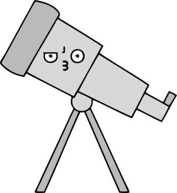 Bir insan tarafından çizilmiş sevimli bir teleskop karikatürü.