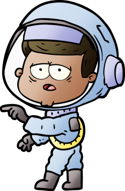 Bir insan tarafından çizilmiş yorgun astronot çizgi filmi.