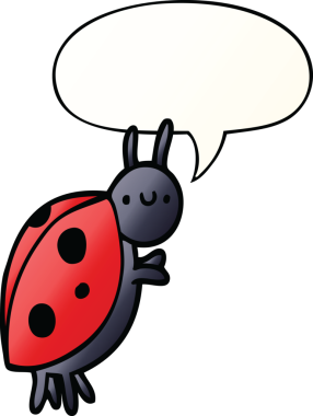 bir insan tarafından çizilmiş yumuşak eğimli konuşma baloncuğu olan uğur böceği çizgi filmi