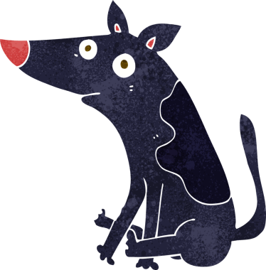 Bir insan tarafından çizilmiş çizgi film köpeği.