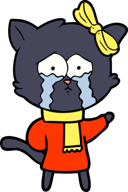 Bir insan tarafından çizilmiş çizgi film kedisi.