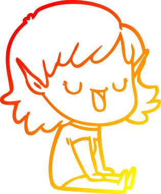 Bir insan tarafından çizilmiş çizgi film karakteri bir elf kızı çizimi