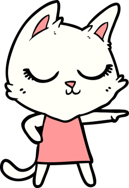 Sakin çizgi film kedisi bir insan tarafından çizilmiş.