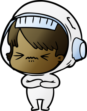 Bir insan tarafından çizilmiş kızgın uzay kızı.