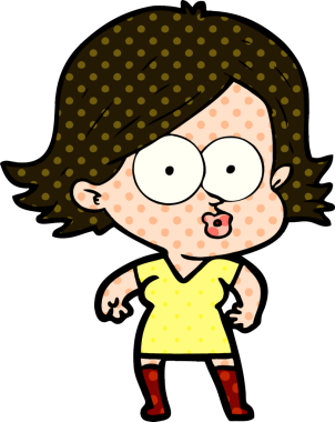 Çizgi film kızı somurtuyor bir insan tarafından