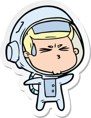 Bir insan tarafından çizilmiş astronotun çizdiği bir çizgi film çıkartması.