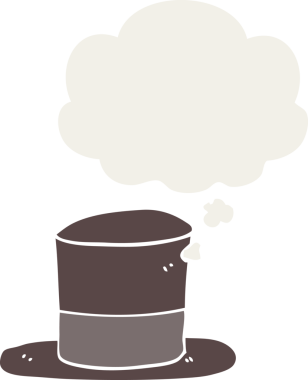 Düşünce baloncuğu olan çizgi film şapkası insan tarafından çizilmiş.