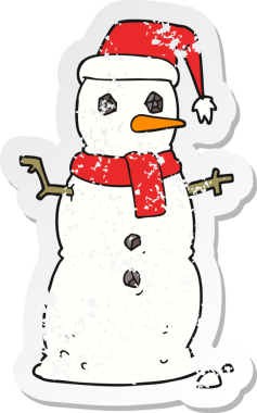 Bir insan tarafından çizilmiş kardan adamın gerilmiş çıkartması.