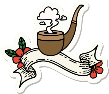 Bir insan tarafından çizilmiş sigara tiryakisi dövmesi stili etiketi.