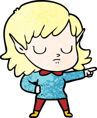 Bir insan tarafından çizilmiş bir elf kızı.