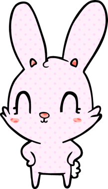 Bir insan tarafından çizilmiş şirin çizgi film tavşanı.