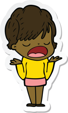 Bir insan tarafından çizilmiş bir karikatür kadının çıkartması.