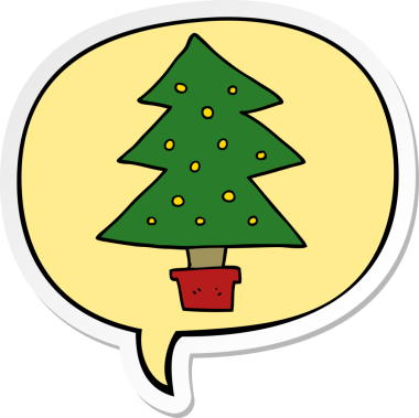 Bir insan tarafından çizilmiş konuşma kabarcığı etiketli bir noel ağacı.