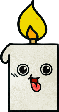 Bir insan tarafından çizilmiş yanan bir mumun retro grunge desen karikatürü