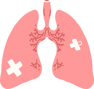Bir insan tarafından çizilmiş düz renkli çizgi film akciğerleri