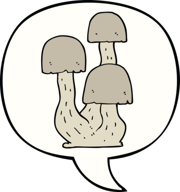 Bir insan tarafından çizilmiş konuşma baloncuklu mantar.