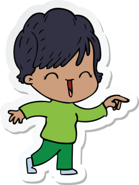 Bir insan tarafından çizilmiş gülen bir karikatür çıkartması.