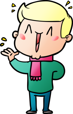 Bir insan tarafından çizilmiş heyecanlı bir çizgi film.