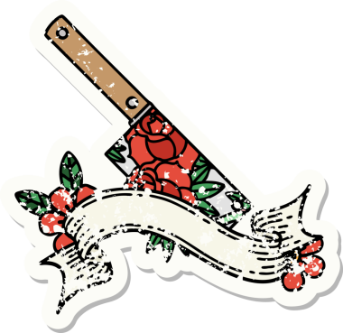 Bir satırın bayrağı ve bir insanın çizdiği çiçeklerle eski bir etiket.