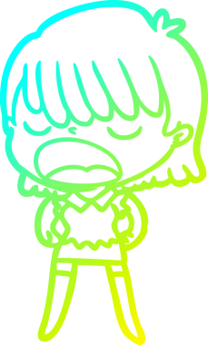 Bir insan tarafından yüksek sesle çizilmiş bir karikatür kadın çizimi.