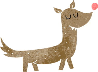 Bir insan tarafından çizilmiş çizgi film köpeği.